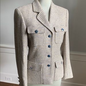 ESCADA by Margaretha Ley Blue and Beige Blazer size Small